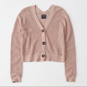 Abercrombie pink pointelle cardigan